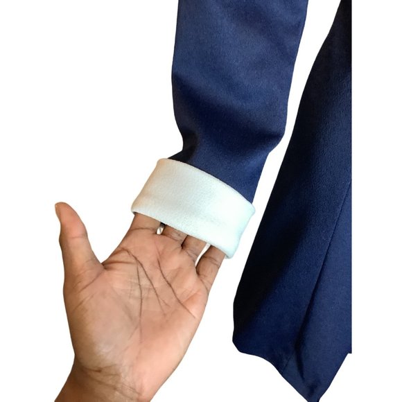 1960's-70's Montgomery Ward Navy & White Dagger Collar Dress - Picture 8 of 10